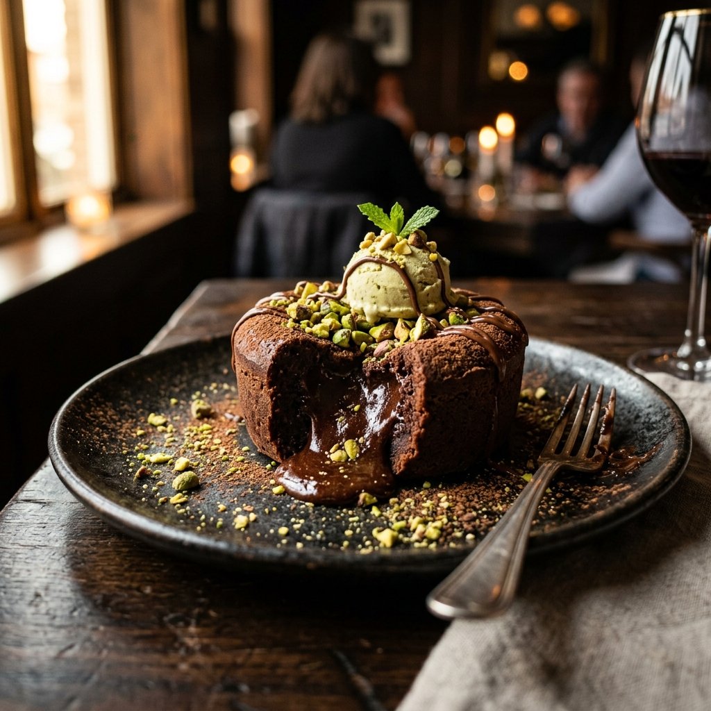 Pistachio Chocolate Fondant Lava Cake